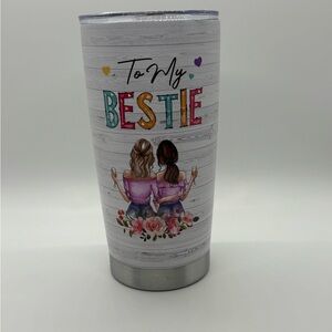 Bestie Friendship Tumbler with Floral Design